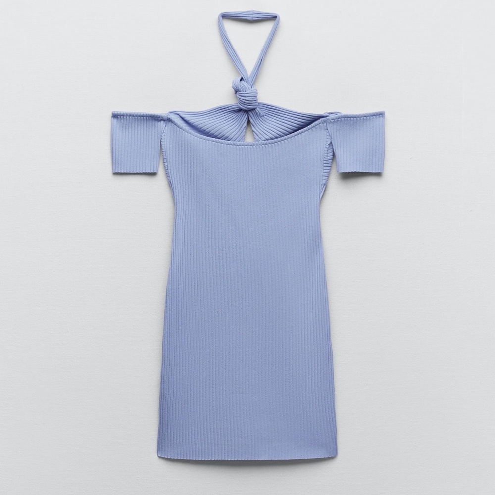 Zara Knotted Rib Dress Size Large - Picture 4 of 4